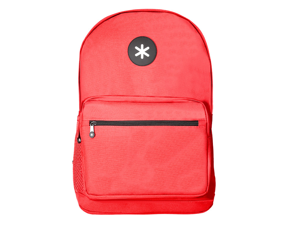 MOCHILA ANTARTIK CON ASA Y BOLSILLO FRONTAL CON CREMALLERA COLOR ROJO 320X140X430 MM